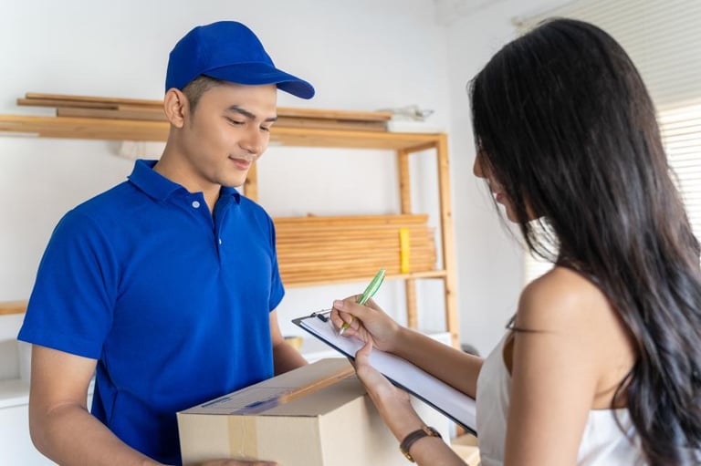 women recieving package